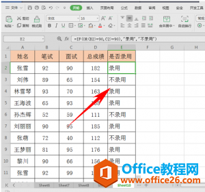 WPS excel如何设置多个条件下满足一个即可