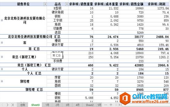 WPS excel数据透视表的应用