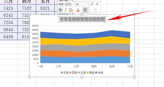 WPS excel如何将表格转换为堆积面积图