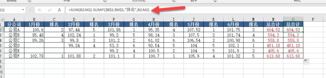 excel隔行求每月销量的总计