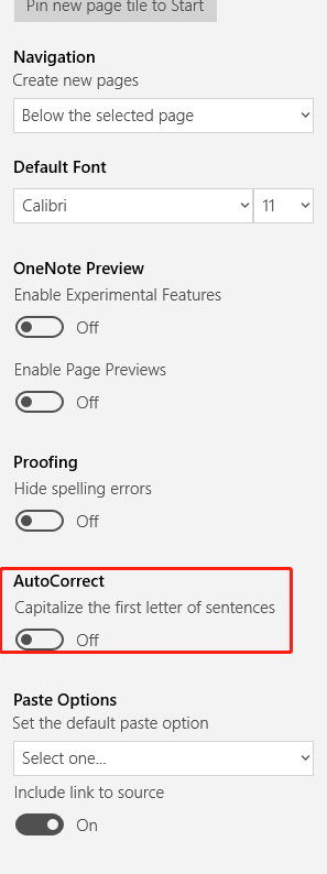 如何取消OneNote 2019首字母大写