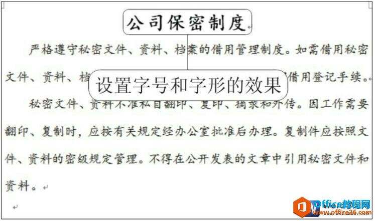 word文档设置字体格式后的效果