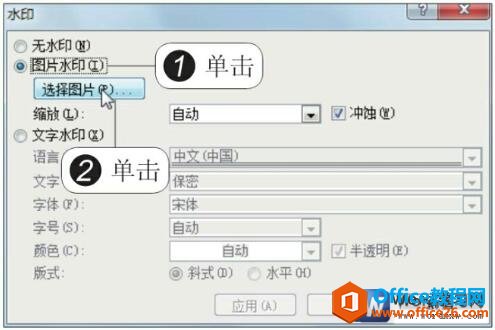 word2010水印对话框