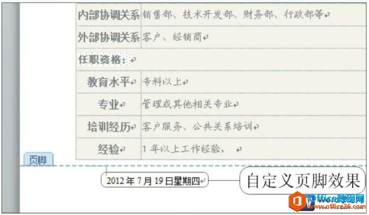 word2010自定义页脚效果