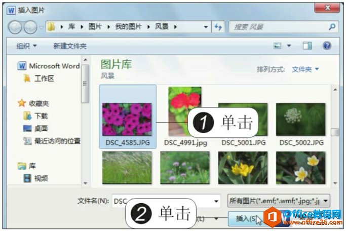 选择电脑中的图片插入到word文档