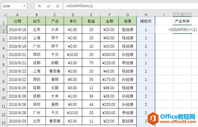 如何统计表格内不重复数据的个数？