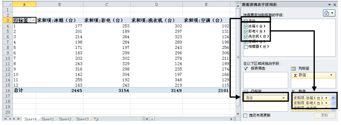 编辑Excel数据透视表