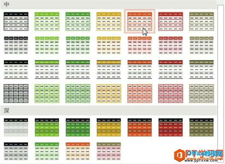ppt表格样式列表