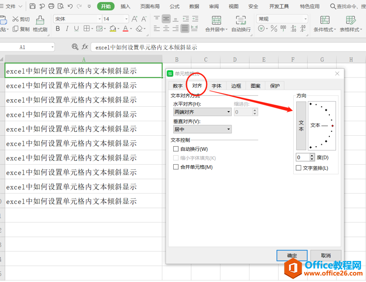 表格技巧—Excel单元格中设置文本倾斜的方法