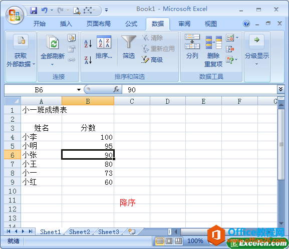 excel中降序的操作方法