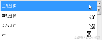 鼠标的形状表示特定的含义