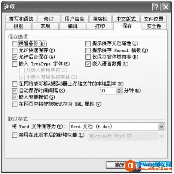 Word2003保存文档的选项有哪些