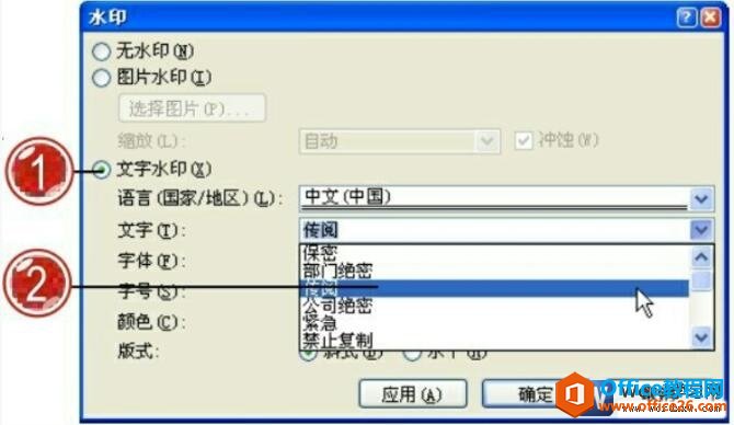 word2007文字水印设置方法