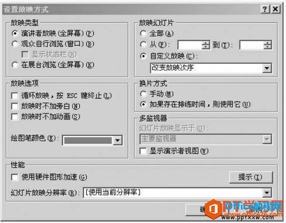 ppt2003设置放映方式对话框