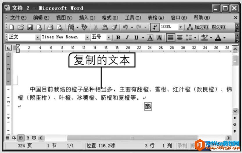 word2003粘贴文本的方法