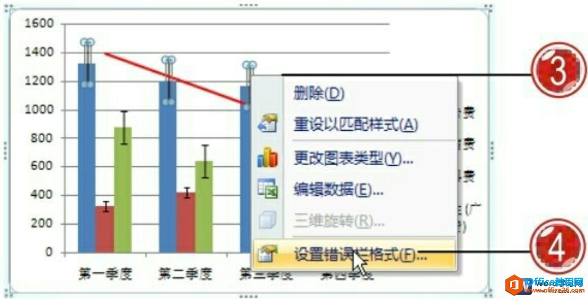 设置word2007图表误差线