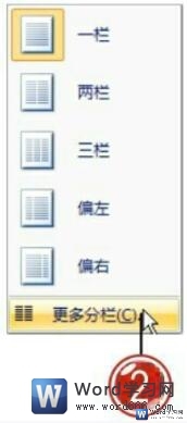 选择word分栏选项