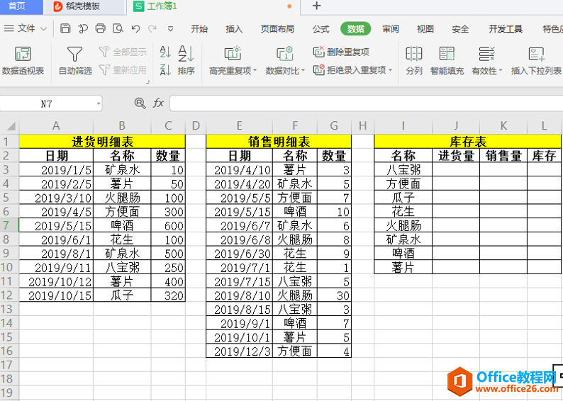 表格技巧—如何用Excel制作进销存表