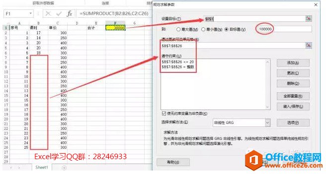 excel规划求解案例二：借助Excel分配课时得到固定金额