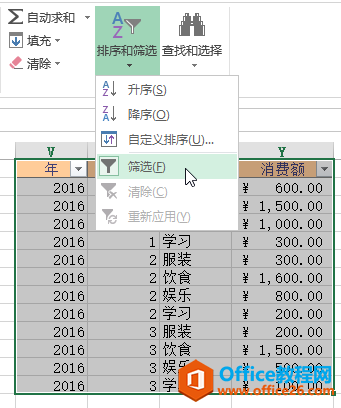 Excel 中排序和筛选数据