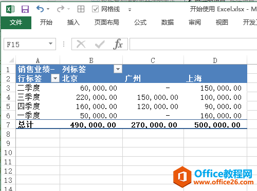 Excel 中使用数据透视表