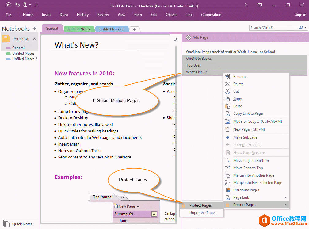 一次加密多个选中的 OneNote 页面 