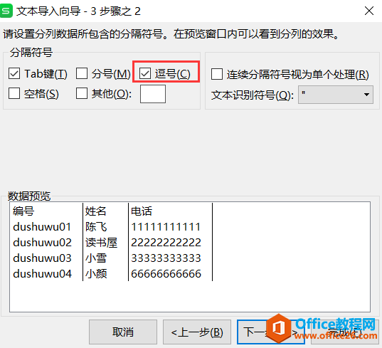 TXT文本文件导入WPS表格的方法图解详细教程4