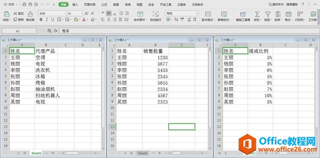 WPS表格技巧—同时查看多个工作表