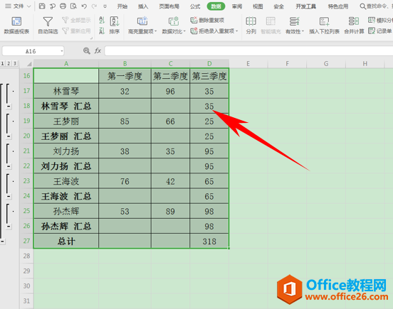 WPS excel表格中的数据瞬间分类汇总