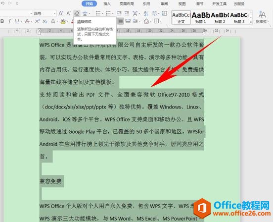WPS文档技巧—一键清除文档格式