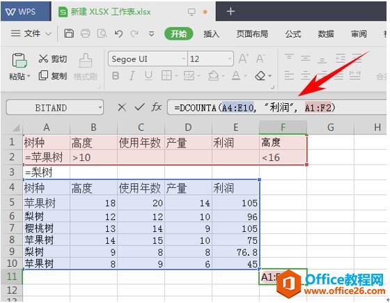 WPS表格办公—DCOUNTA函数的用法