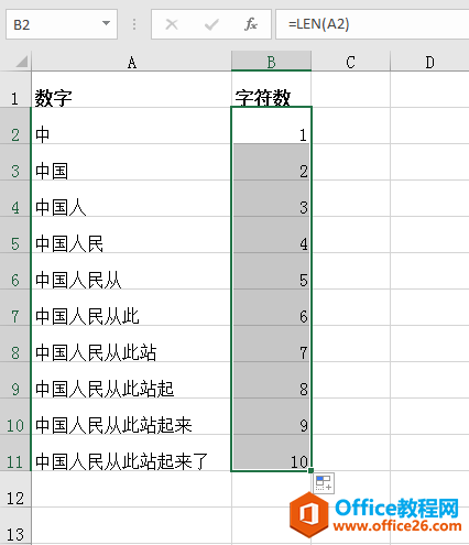 Excel中统计字符数，不需要一个一个的数，len函数能轻松搞定