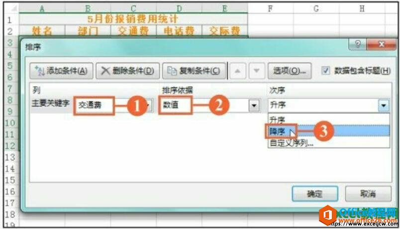 设置排序的主要条件