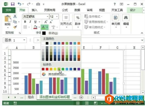 为excel图表输入坐标轴标题并设置格式