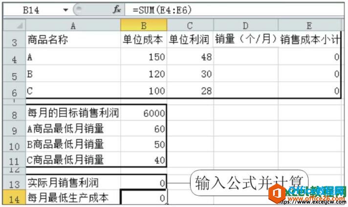 excel计算每月最低生产成本