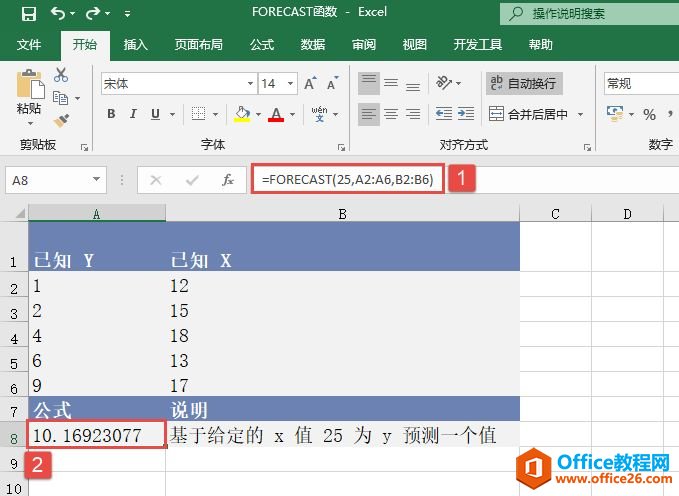 Excel 计算或预测未来值：FORECAST函数