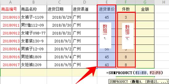 SUMPRODUCT函数的功用