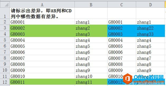 Excel应用 如何快速比对两列数据相同点和不同点 每个人都会用到