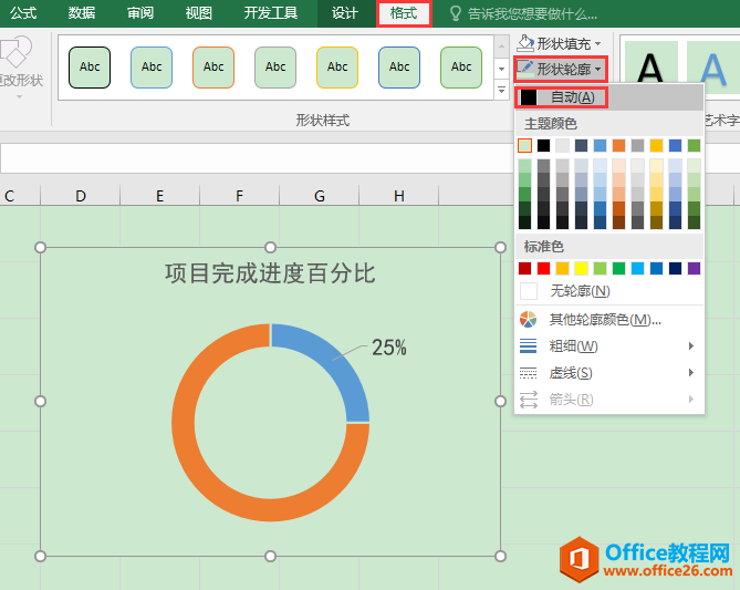 Excel办公技巧：如何制作项目进度百分比圆环图？