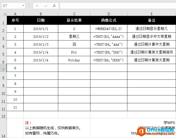 Excel通过日期判断星期几