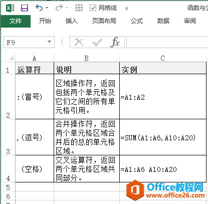 Excel 引用运算符