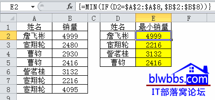 excel条件最小值