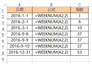 WEEKNUM 函数