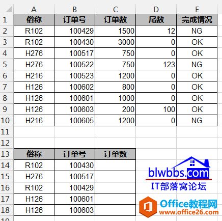 excel中lookup函数案例二：根据俗称跟订单号