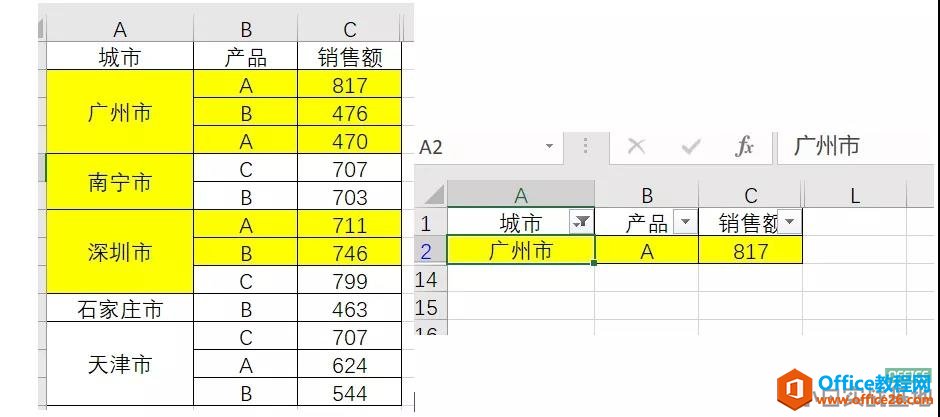 <b>excel 合并单元格不能筛选怎么办</b>