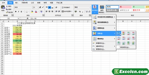 <b>excel 如何设置三色刻度条件格式</b>