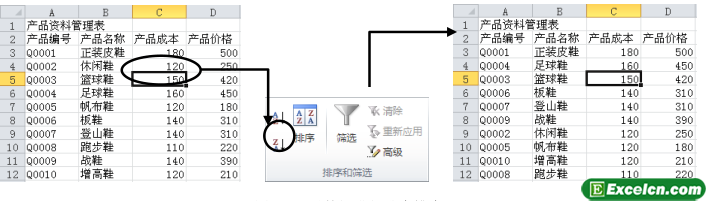 <b>excel简单排序</b>