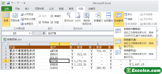 <b>冻结Excel窗格功能</b>