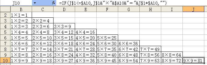 <b>excel 如何制作九九乘法表 Excel中乘法表制作方法介绍</b>