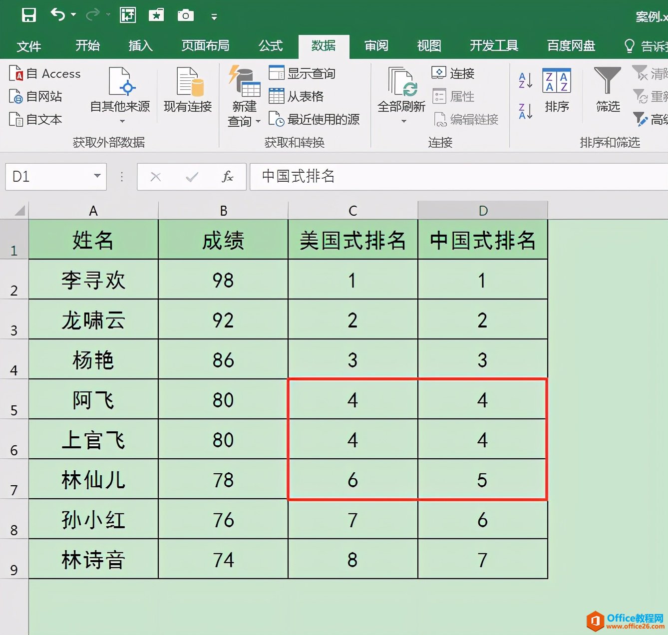 <b>excel如何运用函数对数据进行美国式排名和中国式排名</b>